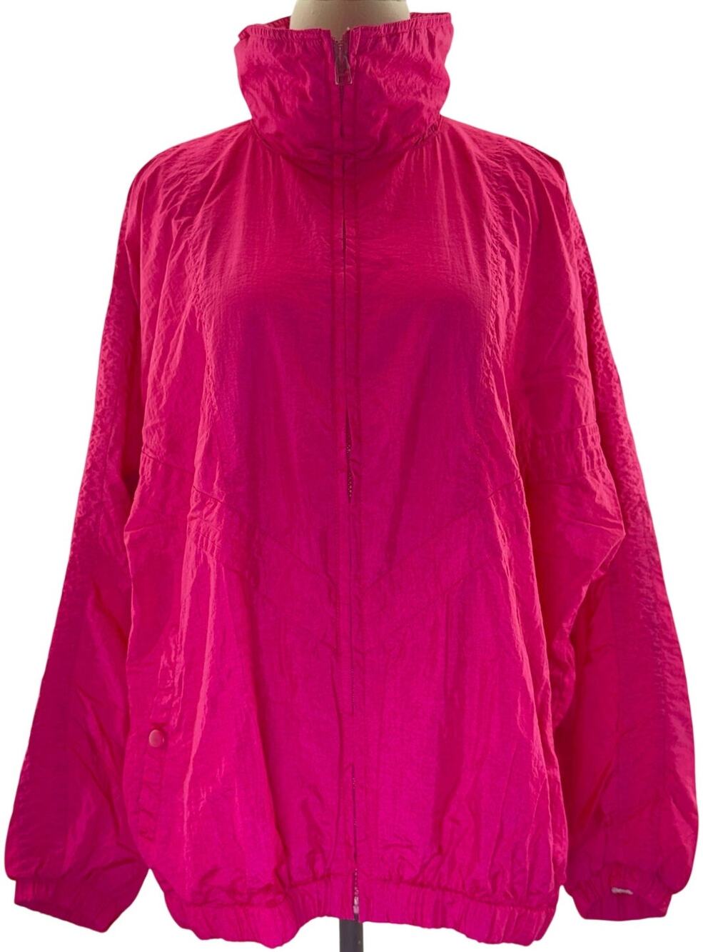 Vintage 90s Women's XL Pink Windbreaker Jacket Pacific Trail Hood Zip Pockets